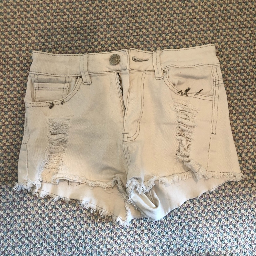 White jean shorts